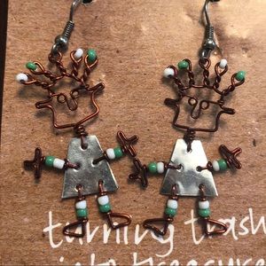 Tin dancing girl earrings - hand made in Kenya